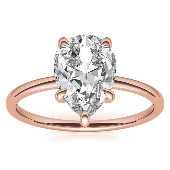 Auory Dainty Rose Gold Plated Solitaire Moissanite Ring for Girlfriend