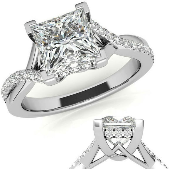 Auory Elegant Cross Over White Gold Plated Ring for Women