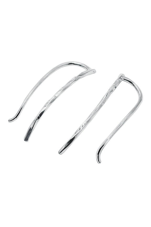 Elegant Ear Climber Earring White Gold Plated Silver, Lightweight Ear Crawler for Women