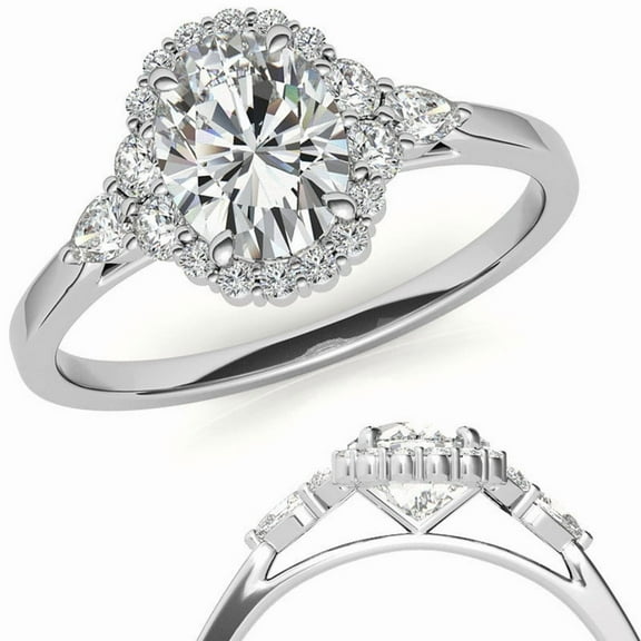 Auory Elegant Moissanite Halo Design Ring for Women