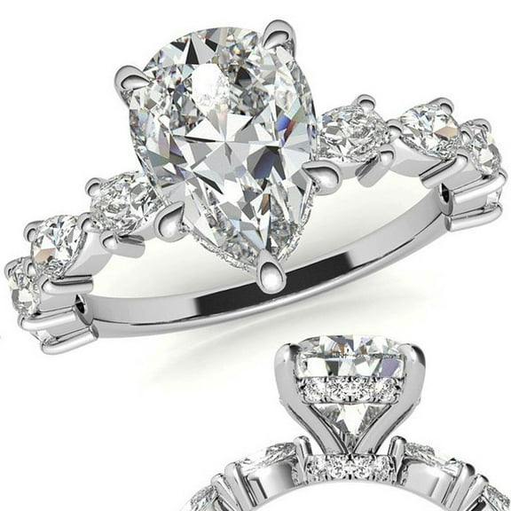 Auory Elegant Statement White Gold Plated Ring for Women