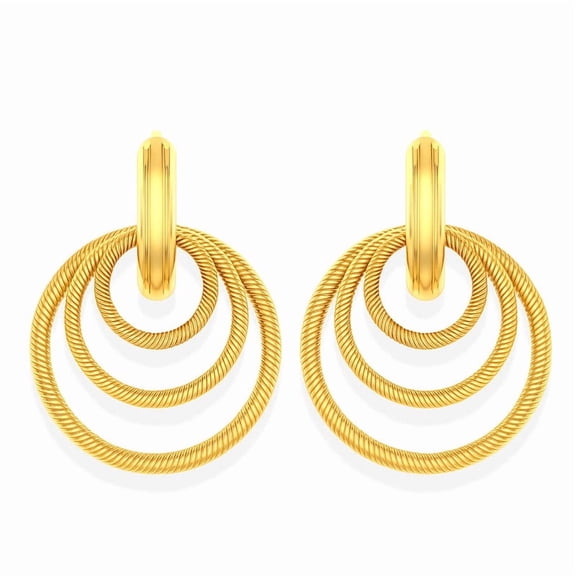 Auory Hoop Layered Drop Earrings in 18k Vermeil Gold for Women Modern Layered Elegance
