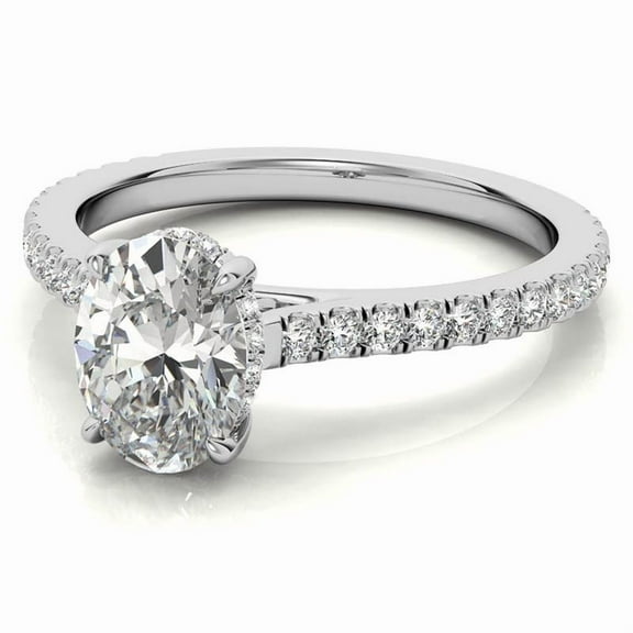 Auory Moissanite Engagement Ring in White Gold Plated for Women