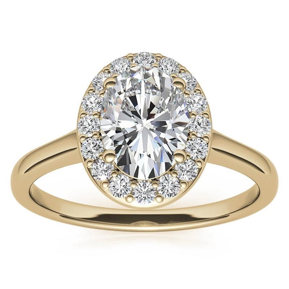 Auory Oval Cut Wedding Moissanite Rings in Yellow Gold Plated for Wife