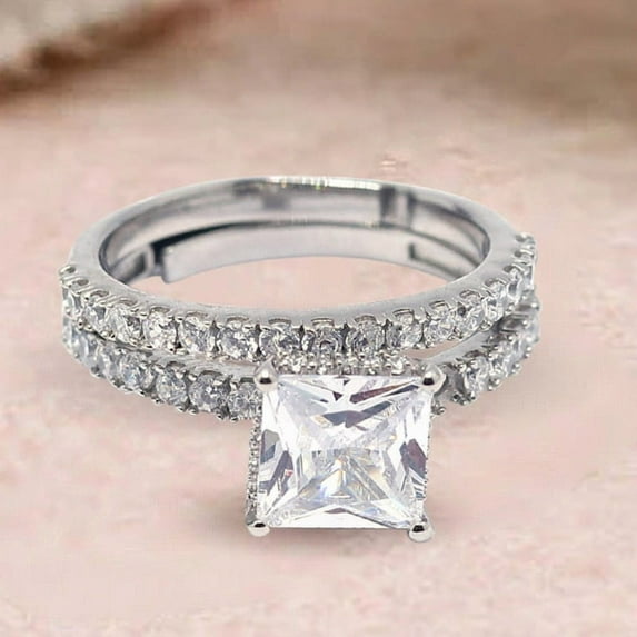 Auory Princess-Cut Solitaire White Gold Plated Endless Love Edition ...