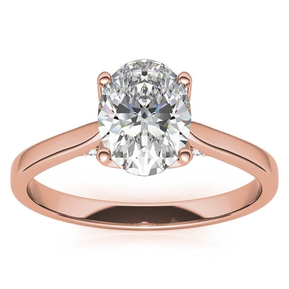Auory Rose Gold Plated Oval Cut Moissanite Ring for Her Promise and Valentines Gift