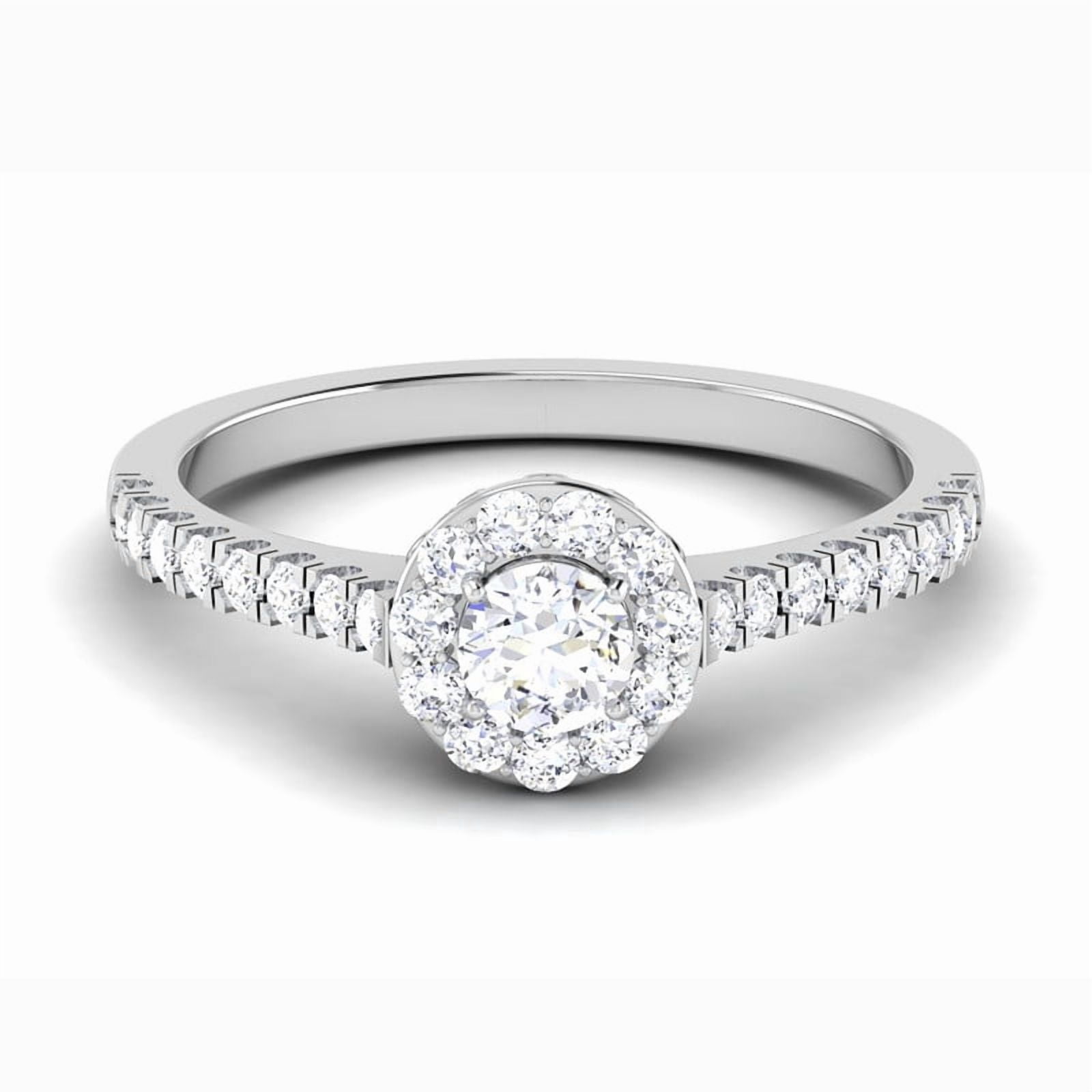 Auory Round Cut Moissanite Engagement Ring - Bridal Ring - Halo Ring ...