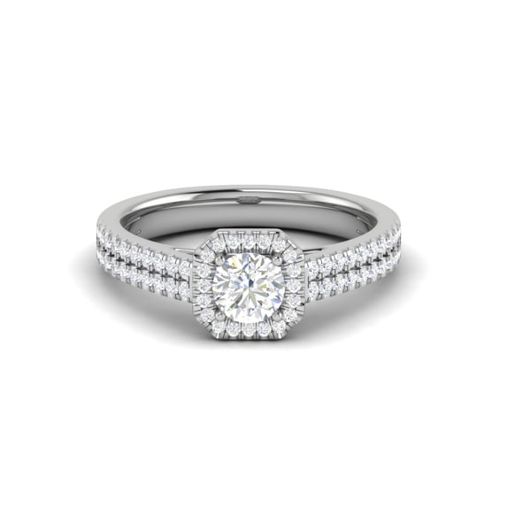 Auory Round Cut Moissanite Wedding Ring for Women - Double Shank ...