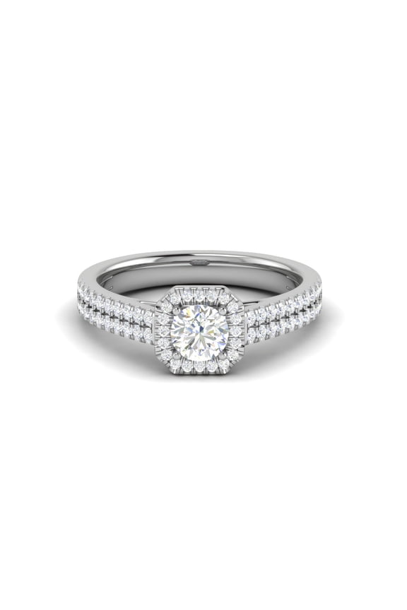 Round Cut Moissanite Wedding Ring for Women - Double Shank Anniversary Ring - White Gold Plated - Ideal for Birthdays and Proposals