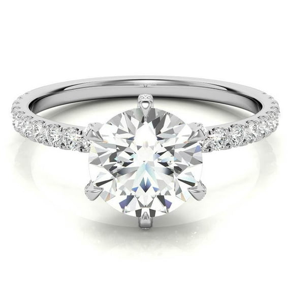 Auory 3.36 Ct Round Cut Moissanite Women Solitaire Engagement Ring 18K White Gold Plated for Women