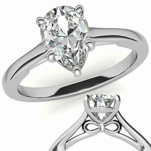 Auory Solitaire Prong Setting Ring for Women in White Gold Plated