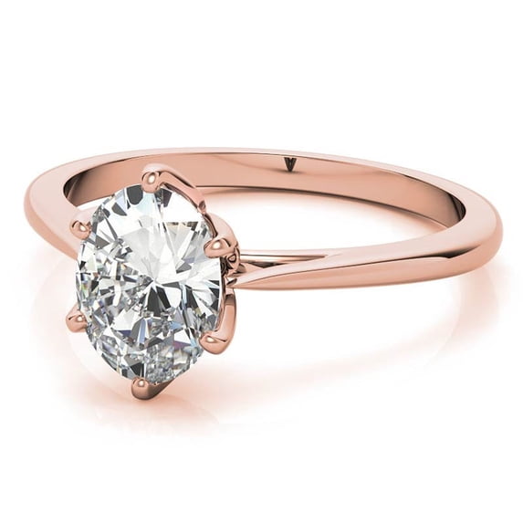 Auory Timeless Rose Gold Plated Solitaire Ring for Girlfriend