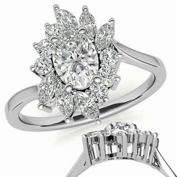 Auory White Gold Plated Moissanite Prong Setting Ring for Wife