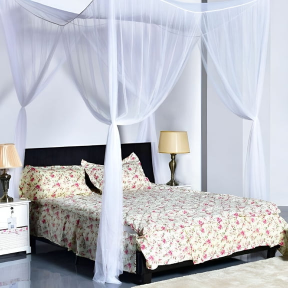 Auq 4 Corner Post Bed Canopy Curtain Net, Full Queen King