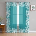 thumbnail image 1 of Auqa Coastal Coral Semi Sheer Curtains 84 Inch Length 2 Panels Set, White Ocean Marine Sea Nautical Beach Sheer Kitchen Curtain Privacy Voile Window Curtain for Living Room Bedroom Rod Pocket Drapes, 1 of 7