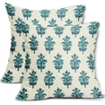 thumbnail image 1 of Auqa Teal Floral Pillow Covers 18x18 Set of 2 Spring Summer Flower Leaves Print Decorative Throw Pillow Cases Outdoor Farmhouse Decoration for Sofa Couch Bed, 1 of 6