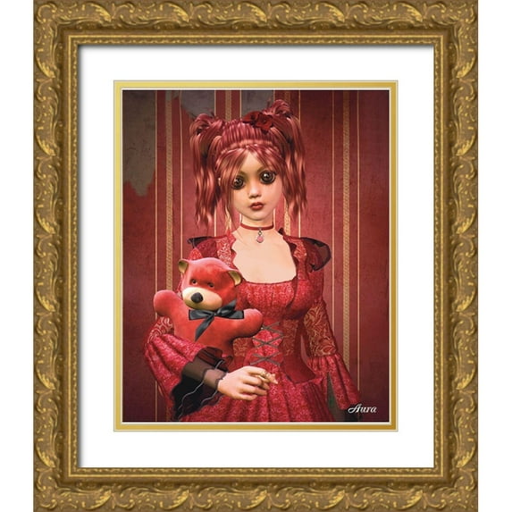 Aura 12x14 Gold Ornate Wood Framed with Double Matting Museum Art Print Titled - Bloody Angel