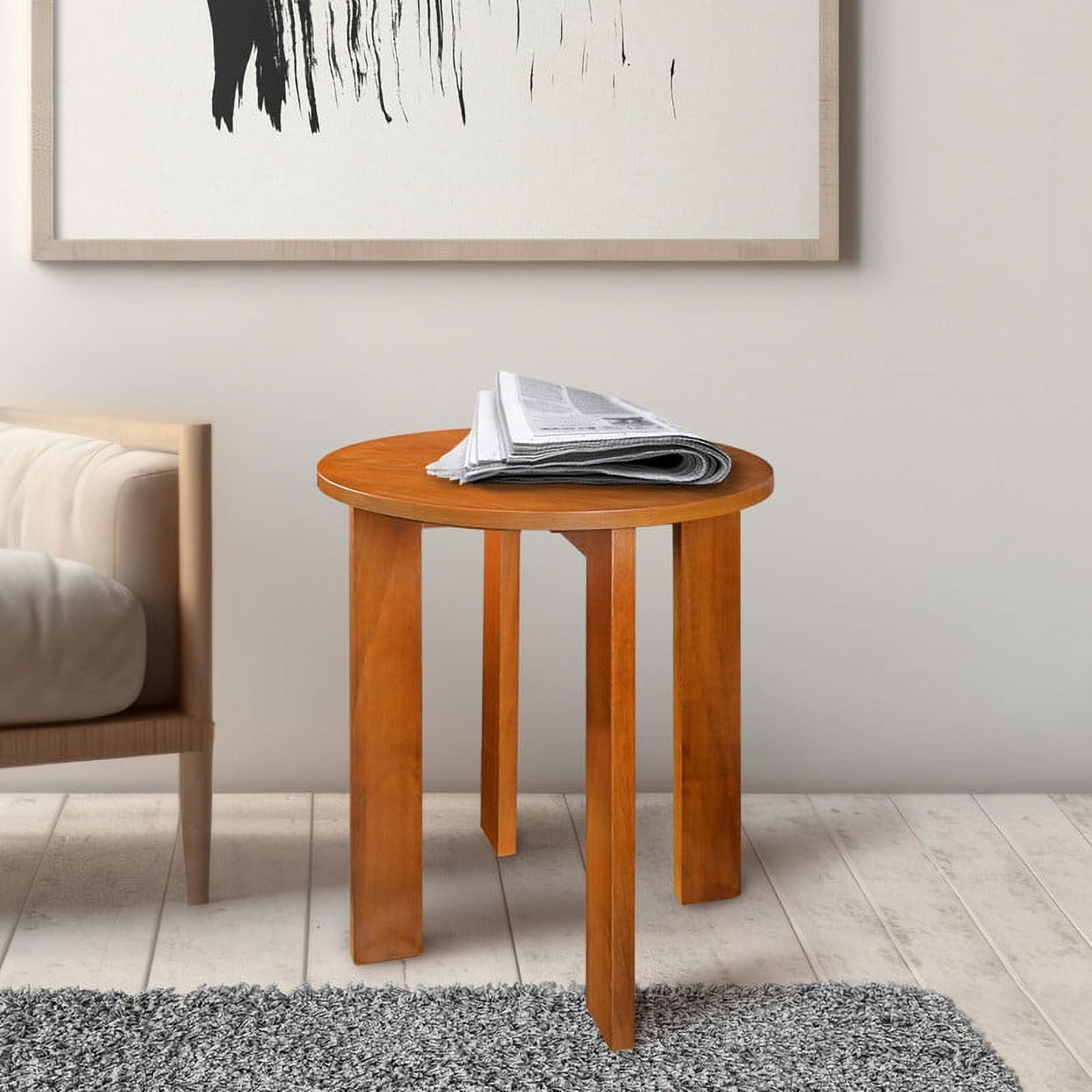 Aura 16" Round Sweet Oak Wood Side Table