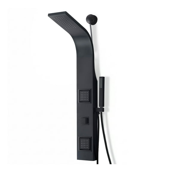 Aura Series 39 in. 2-Jetted Full Body Shower Panel System in Matte Black with Rainfall Showerhead and Handheld Sprayer
