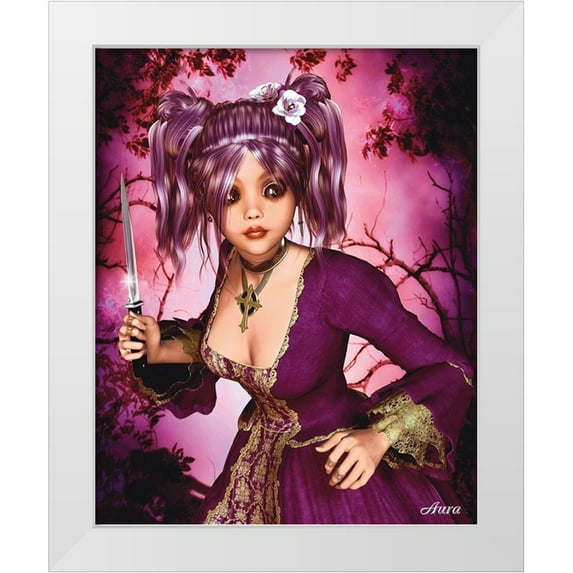 Aura 20x24 White Modern Wood Framed Museum Art Print Titled - Damaged Rose