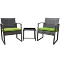 thumbnail image 1 of Aura 3-Piece Rocking Rattan Furniture Set -Two Chairs With Glass Outdoor Garden Coffee Table - Green, 1 of 9