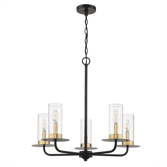 Vivio Lighting Aura 5-Light Modern Matte Black Cylinder Chandeliers
