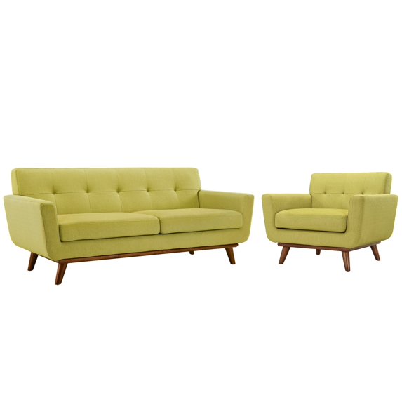 Modway Engage 2 Piece Sofa Set in Wheat