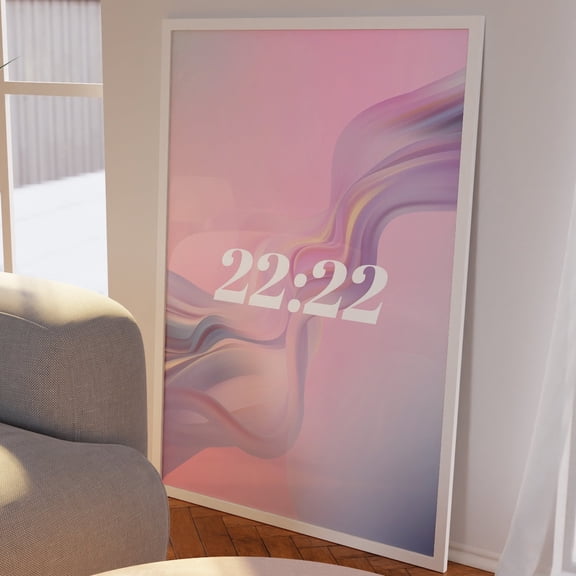 Aura Angel Number Poster 2222 Instant Print, Angel Number Wall Art, Pink Gradient Print, Energy Wall Art, Spiritual Poster UNFRAMED PAPER POSTER, Home Decor, Vintage Gift, Living Room Dercor