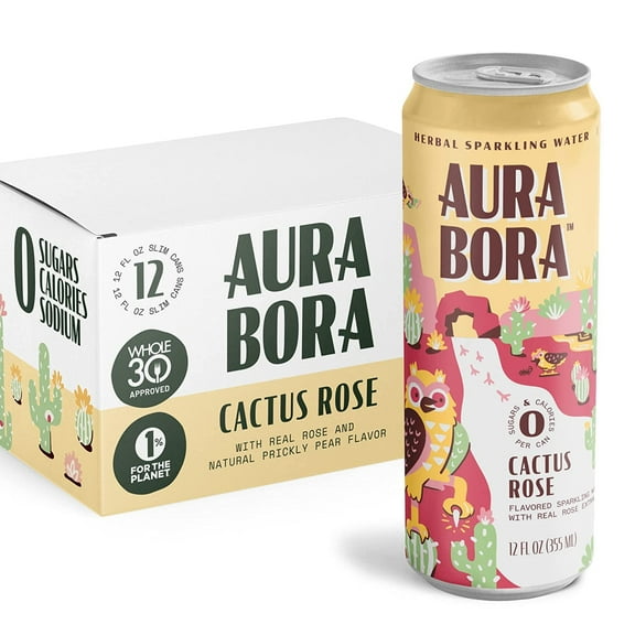 Aura Bora - Sparklng Water Cactus Rose - Case of 12-12 FZ