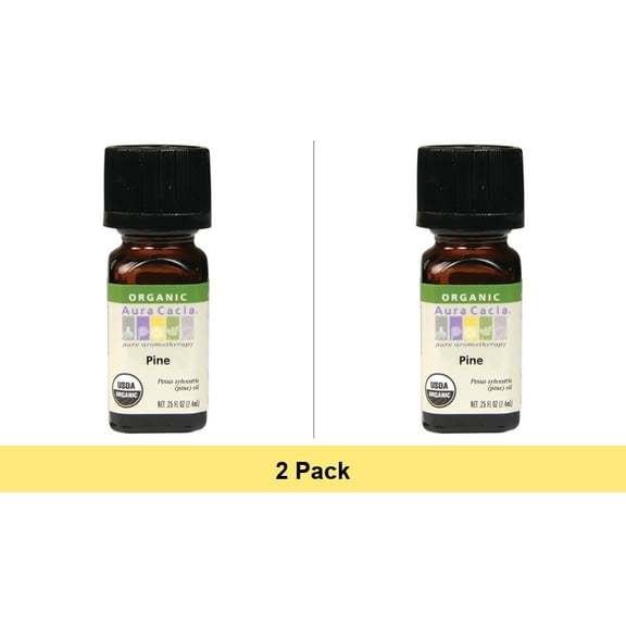 Aura Cacia Aromatherapy 100% Organic Essential Oil, Pine - 0.25 Oz - 2 Pack