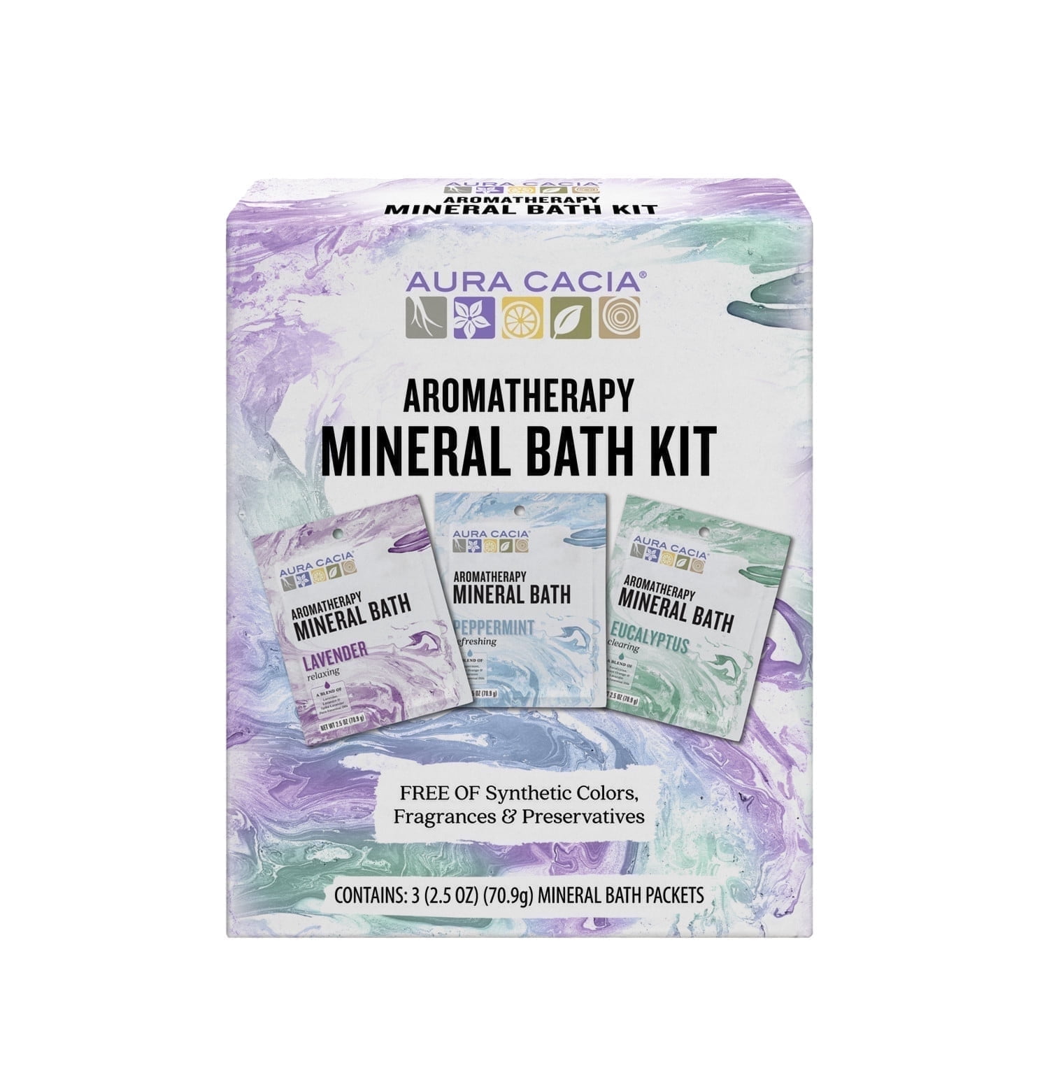 Aura Cacia Aromatherapy Mineral Bath Kit, 2.5 oz Packets (3 Pack)