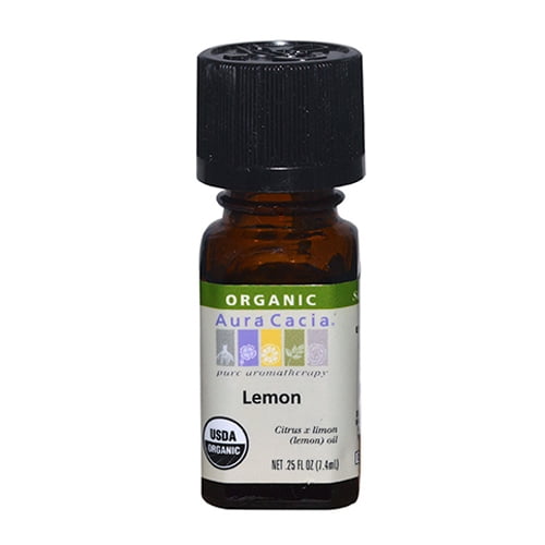 Aura Cacia Aromatherapy Organic Essential Oil, Lemon 0.25 Oz