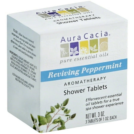 Aura Cacia Aromatherapy Shower Tablets, Reviving Peppermint 3 ea (Pack of 4)