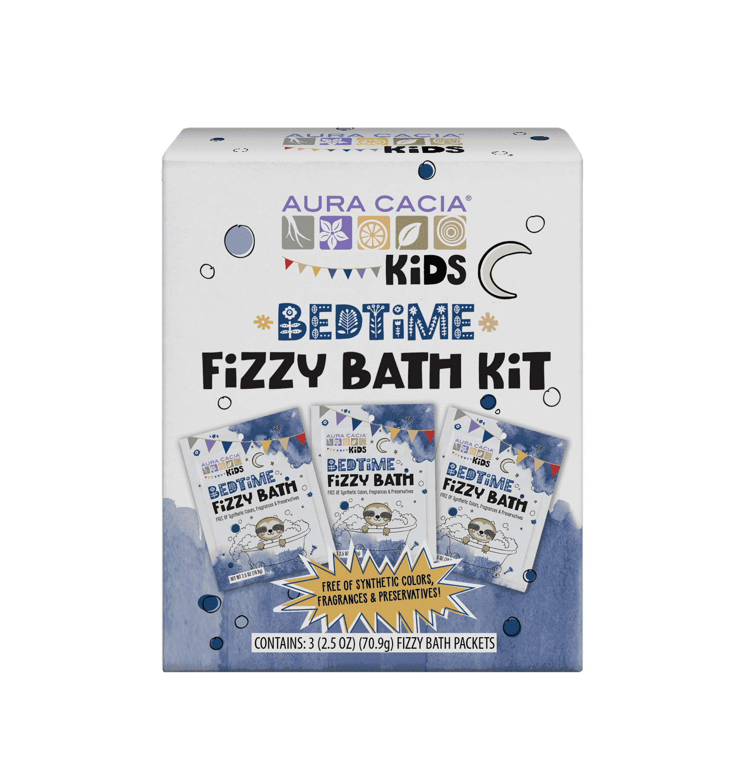 Aura Cacia, Kid's Bedtime Fizzy Bath Kit, 3 2.5 oz Packets, Purple ...