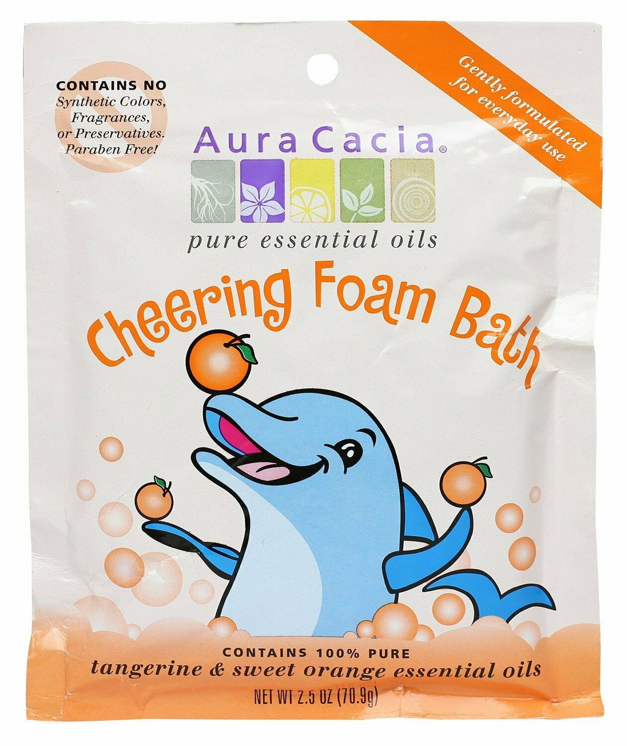 Aura Cacia Cheering Foam Bath, Tangerine & Sweet Orange, 2.5oz, 6-Pack