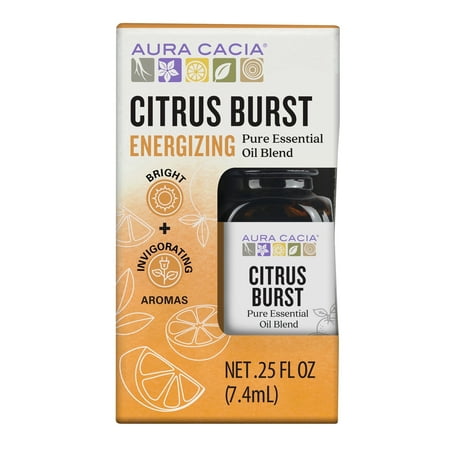 Aura Cacia Energizing Citrus Burst Pure Essential Oil for Oil Diffusers, 0.2 5 fl oz