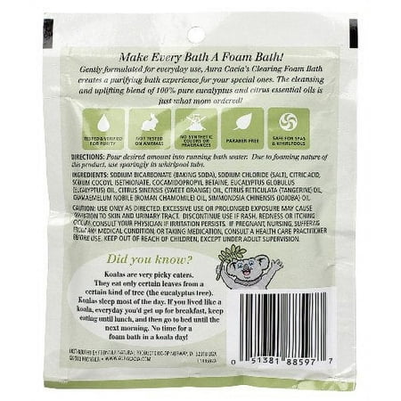 Aura Cacia Clearing Foam Bath - Eucalyptus - Case of 6 - 2.5 oz