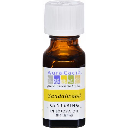 Aura Cacia Pure Essential Oil in Jojoba Oil, Sandalwood, 0.5 fl oz (15 ml)
