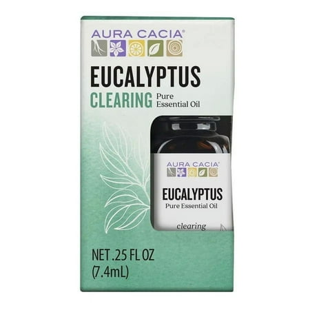 Aura Cacia Clearing Eucalyptus Pure Essential Oil for Oil Diffusers, 0.2 5 fl oz