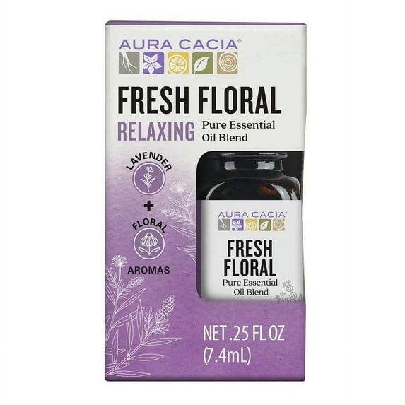 Aura Cacia Relaxing Fresh Floral Essential Oil Blend for Oil Diffusers, 0.25 fl oz