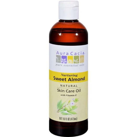 Aura Cacia HG0615484 16 fl oz Natural Skin Care Oil, Sweet Almond