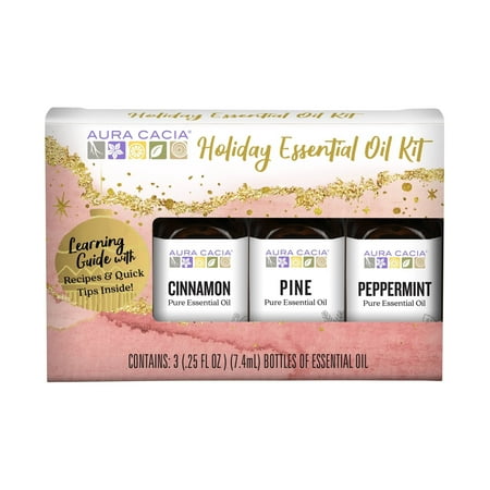 Aura Cacia Holiday Essential Oil Kit, 0.25 fl oz Bottles (3 Pack)