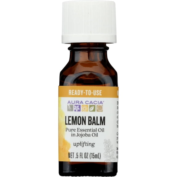 Aura Cacia Pure Essential Oil Lemon Balm in Jojoba Oil -- 0.5 fl oz