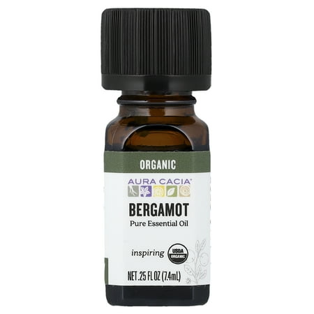 Aura Cacia Pure Essential Oil, Organic Bergamot, 0.25 fl oz (7.4 ml)