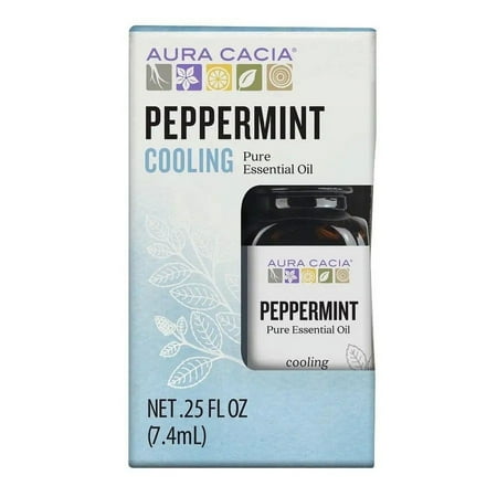 Aura Cacia Cooling Peppermint Pure Essential Oil for Oil Diffusers, 0.2 5 fl oz