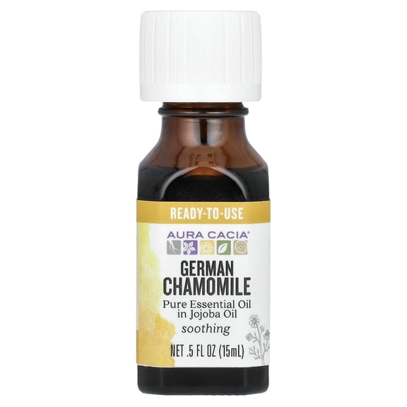 Aura Cacia German Chamomile Essential Oil with Jojoba Oil .5 Fl oz.