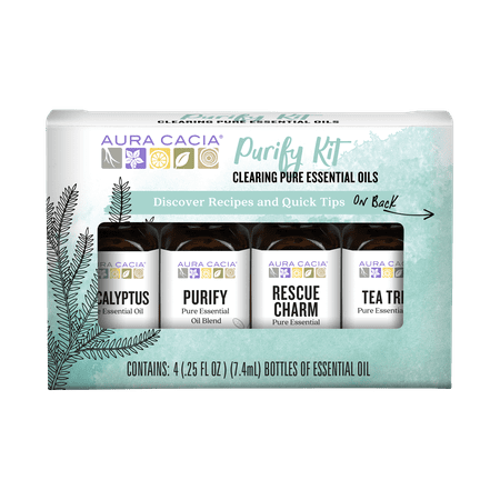 Aura Cacia Purify Pure Essential Oils Kit, 0.25 fl oz Bottles (4 Pack)