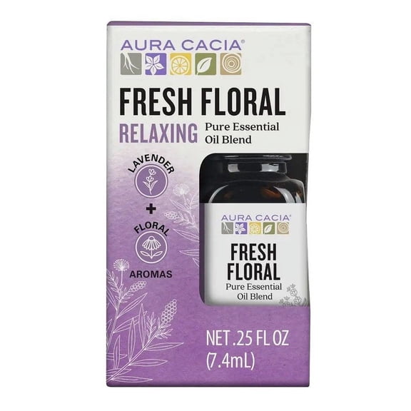 Aura Cacia Relaxing Fresh Floral Essential Oil Blend for Oil Diffusers, 0.25 fl oz