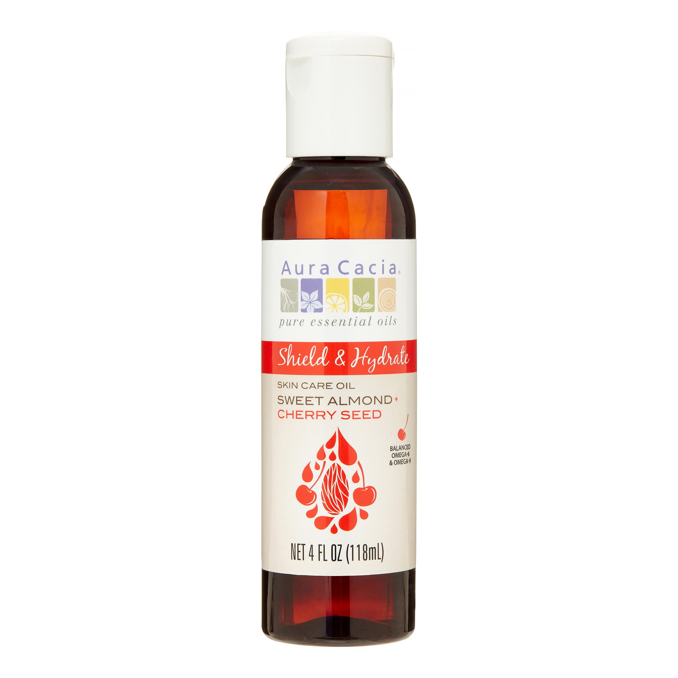 Aura Cacia Shield & Hydrate Oil, Sweet Almond & Cherry Seed, 4 Fl Oz