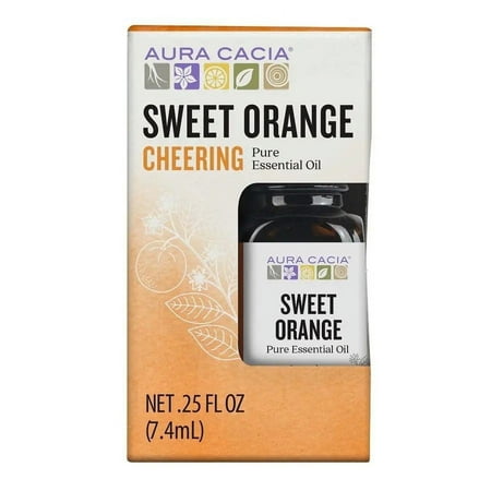 Aura Cacia Cheering Sweet Orange Pure Essential Oil for Oil Diffusers, 0.2 5 fl oz